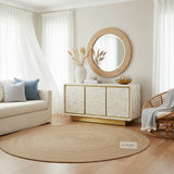 Bone Inlay 3 Door Buffet : Brickwork with Brass Accent : White