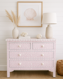 Bone Inlay 4 Drawer Chest : Floral : Soft Pink