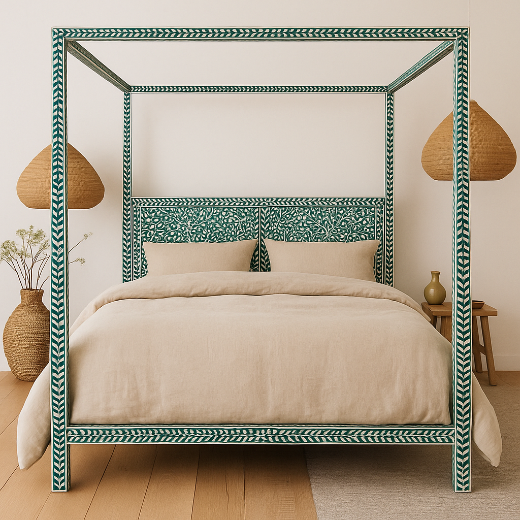 Bone or Mother of Pearl Inlay Post Bed