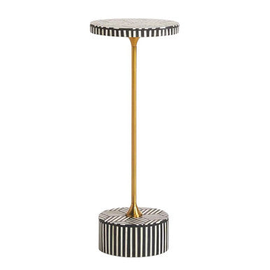 Bone Inlay Accent Table : Marguerite : Black