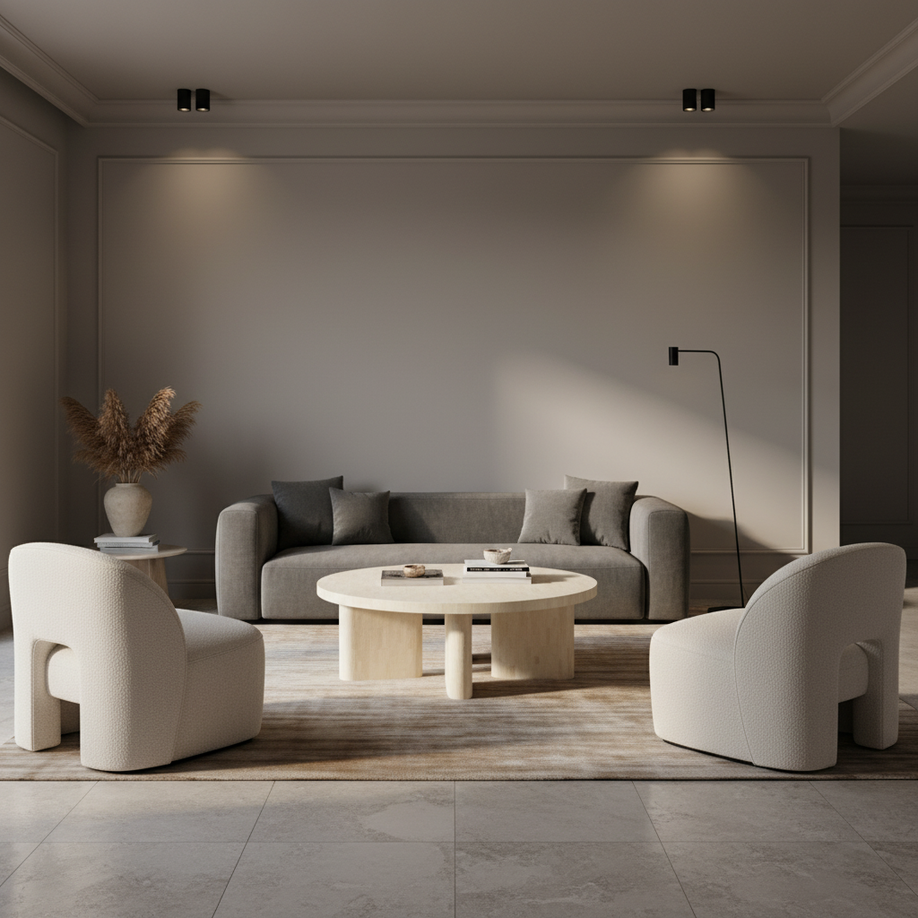 Bone Inlay Round Coffee Table : Brickwork : Natural