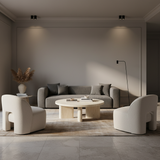 Bone Inlay Round Coffee Table : Brickwork : Natural