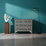 Bone Inlay 4 Drawer Chest : Scallop : Black