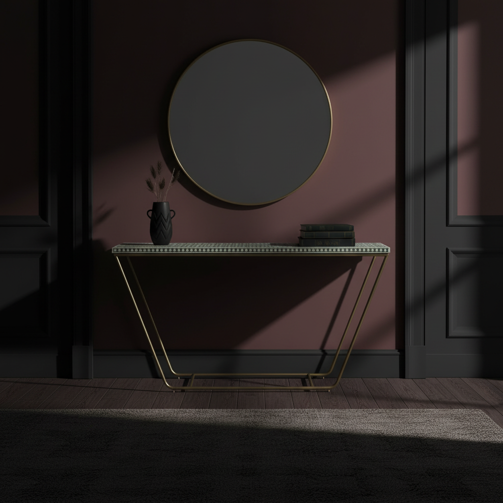 Bone Inlay Console with Metal Legs : Starburst : Jade