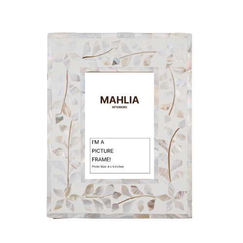 Mother of Pearl Inlay Picture Frame : Floral : White