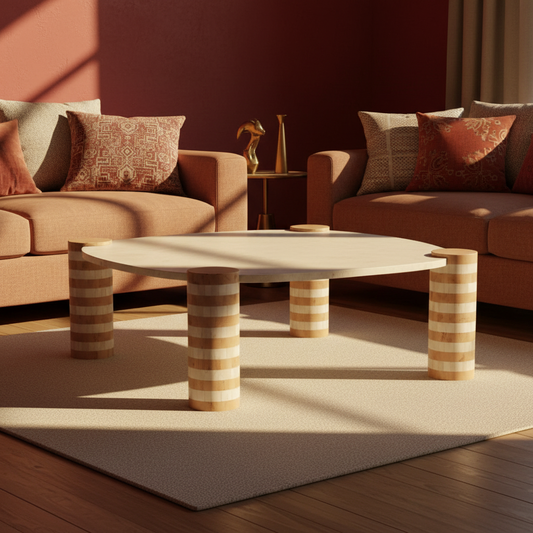 Bone Inlay Square Coffee Table : Brickwork : Natural