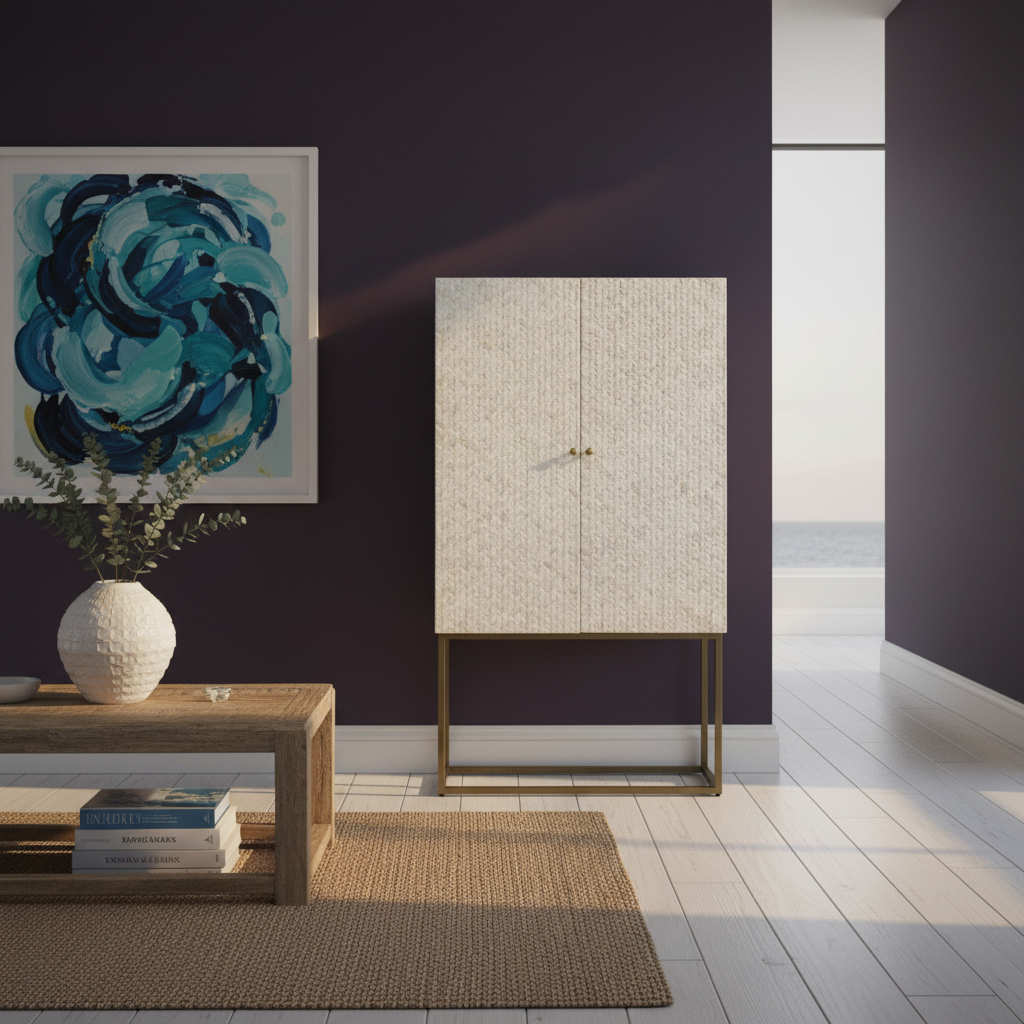 Bone & White Wash Interwoven Cabinet