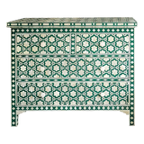Bone Inlay 4 Drawer Chest : Hexafloral : Green