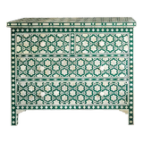 Bone Inlay 4 Drawer Chest : Hexafloral : Green