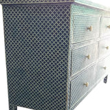 Bone Inlay 6 Drawer Chest : Scallop : Navy