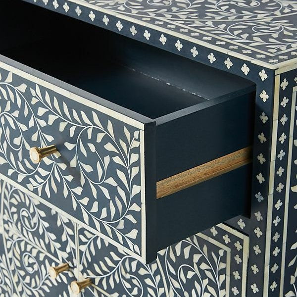 Bone Inlay Scroll Liana Buffet in Blue