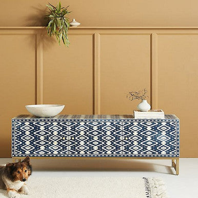 Bone Inlay TV Sideboard : Potala : Navy