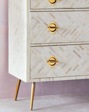 Bone Inlay 3 Drawer Chest : Criss Cross : White