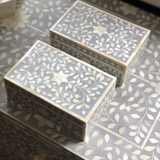 Bone Inlay Small Gift Box : Floral : Grey