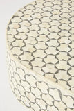 Bone Inlay Oval Coffee Table :  Tri-Square : Grey