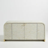 Bone Inlay 2 Door Waterfall Buffet : Stripe : Grey