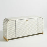 Bone Inlay 2 Door Waterfall Buffet : Stripe : Grey