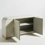 Bone Inlay 2 Door Waterfall Buffet : Stripe : Grey