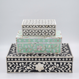 Bone Inlay Small Gift Box : Starburst : Dark Grey