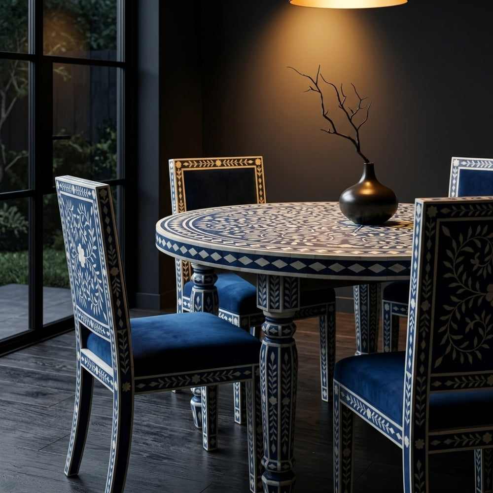 Bone Inlay Dining Suite : Fern : Navy