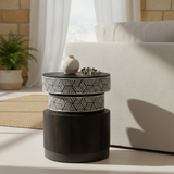 Bone Inlay & Timber Side Table : Criss Cross : Black
