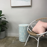 Bone Inlay Side Table : Abstract : Blue