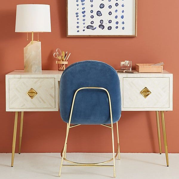 Bone Inlay Desk : Criss Cross : White
