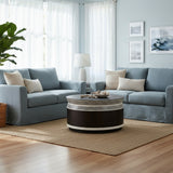 Bone Inlay Round Coffee Table : Charlston : Black