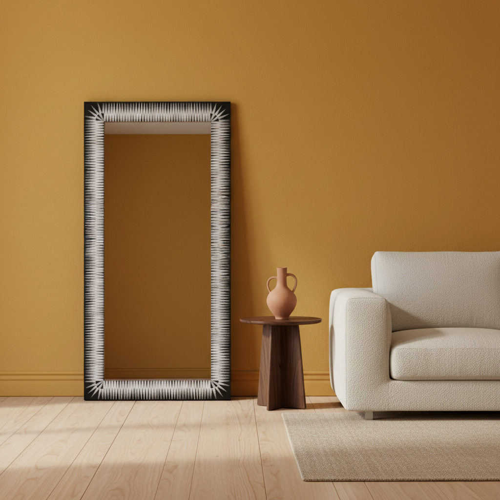 Bone Inlay Floor Mirror : Zebra