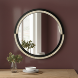 Bone Inlay Round Mirror : Black & White
