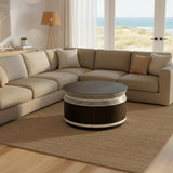Bone Inlay Round Coffee Table : Charlston : Black