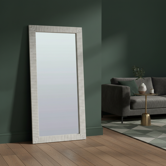 Bone Inlay Floor Mirror : Stripe : Grey