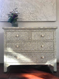 Bone Inlay 4 Drawer Chest : Starburst : Grey