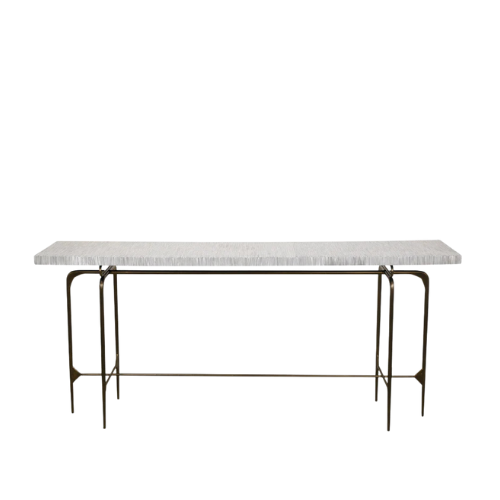 Bone Inlay Console wtih Antique Brass Legs : Pinstripe : Charcoal