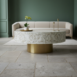 Mother of Pearl Inlay Coffee Table : Floral : White