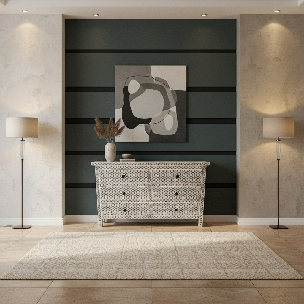 Dyed Bone Inlay 6 Drawer Chest : Moroccan : Grey