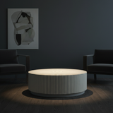 Bone Inlay Round Coffee Table : Stripe : Grey