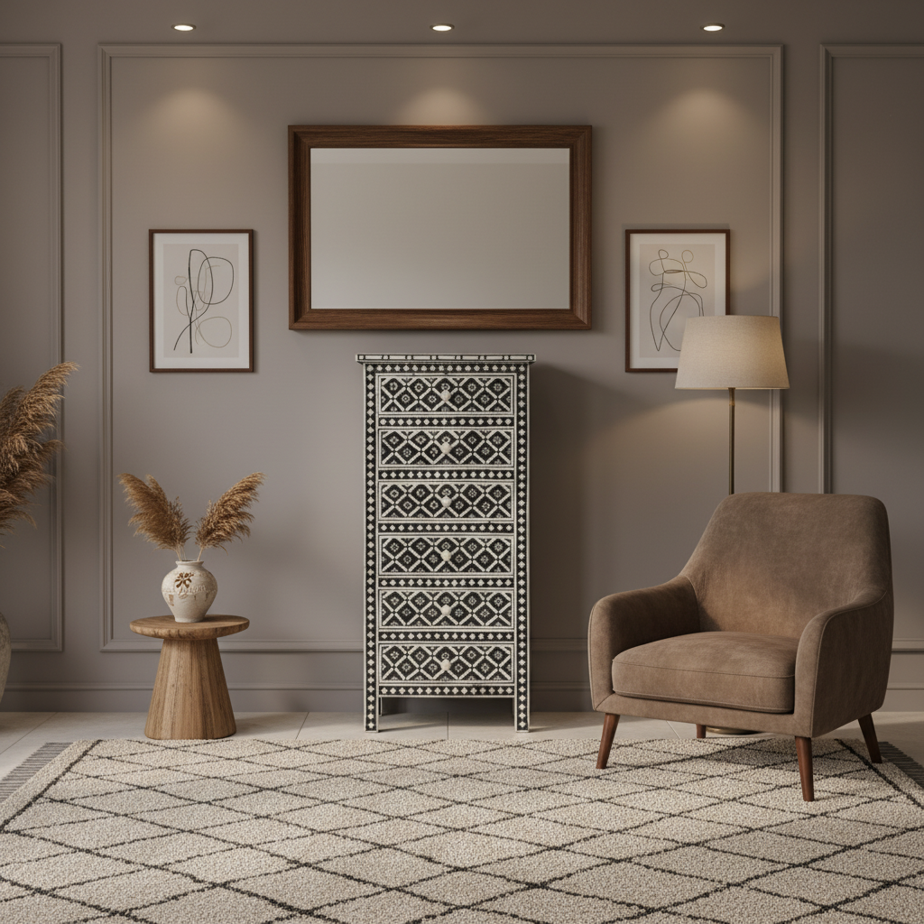 Bone Inlay Tallboy : Ogee : Charcoal