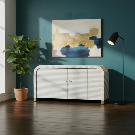 Bone Inlay Standard 2 Door Waterfall Buffet : Stripe : Grey