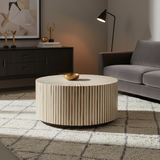 Bone & Timber Inlay Round Coffee Table (with castors)