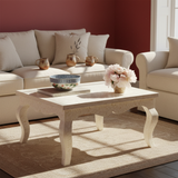 Bone Inlay French Coffee Table : Floral : White