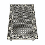 Bone Inlay Rectangular Coffee Table : Floral : Black