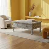 Bone Inlay Rectangular Coffee Table : Floral : Grey