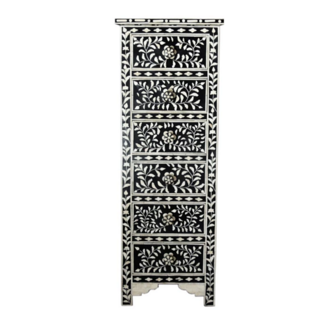 Bone Inaly Tallboy : Floral : Black
