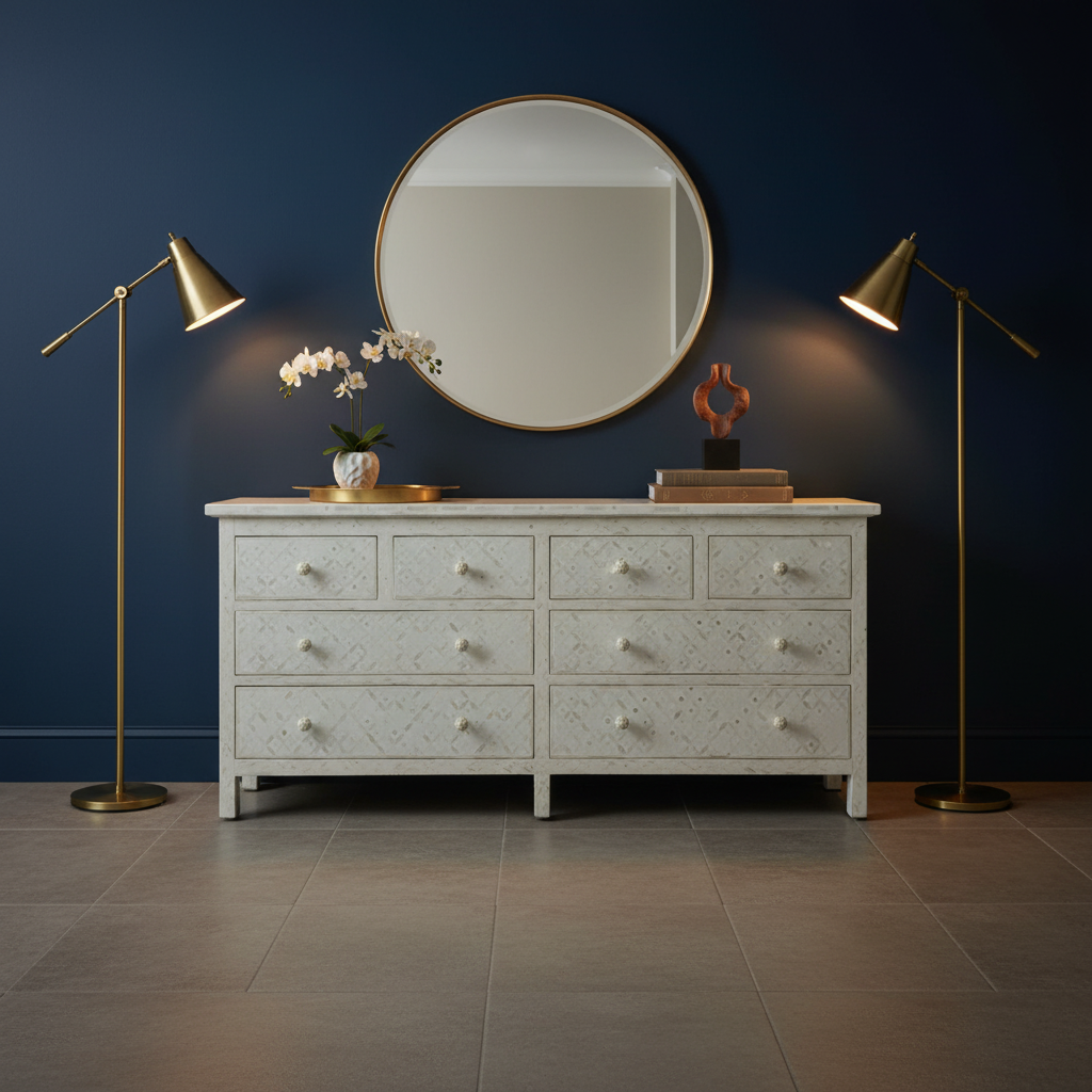 Bone Inlay Large Chest : Starburst : White