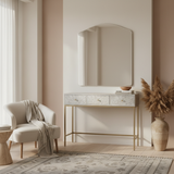 Bone Inlay Console with Brass Look Legs : Liana : Grey