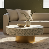 Bone Inlay Round Coffee Table : Tri-Square : Sage