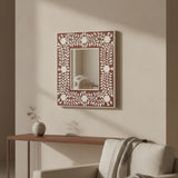 Bone Inlay Square Wall Mirror : Floral : Brown