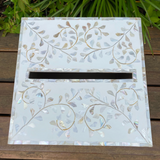 Mother of Pearl Inlay Wishing Well Box : Floral : White