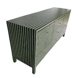 Bone Inlay 9 Drawer Sideboard : Pinstripe : Green